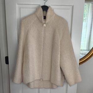 Akris Elegant Cream Teddy Jacket for Women, Size 10